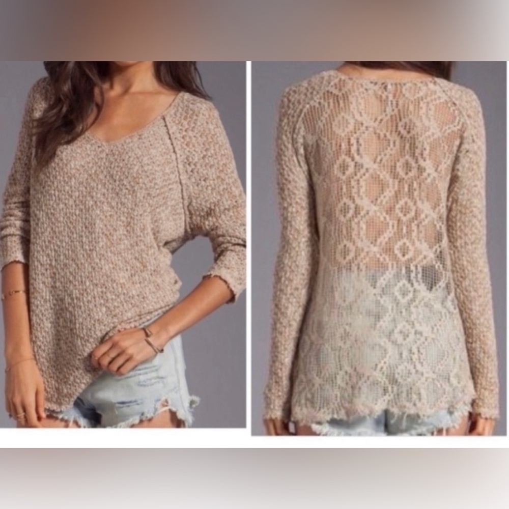 Free People Poppyseed Lace Yarn Sweater